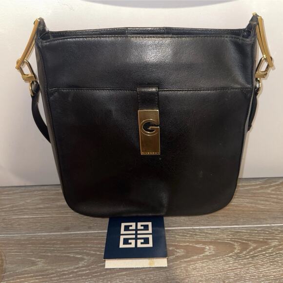 GIVENCHY Black Leather One Shoulder Bag Formal Shoulder Bag Crossbody Authentic - Picture 13 of 16